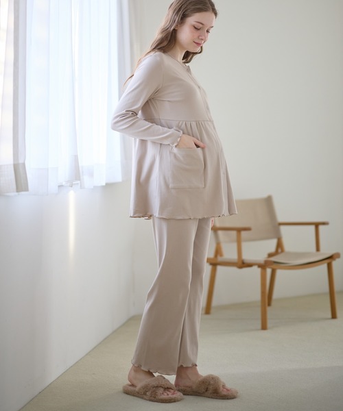Rosemadame(ローズマダム)の「フライスパジャマ/ルームウェア/マタニティパジャマ/上下セット(産前・産後対応 マタニティ&授乳服)(マタニティウェア/グッズ・レディース・サックスブルー/ベージュ/ネイビー・M/L/LL)」の7枚目の写真