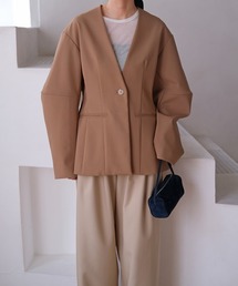 AKTE（アクテ）の「コクーンスリーブノーカラージャケット（ノーカラージャケット）」