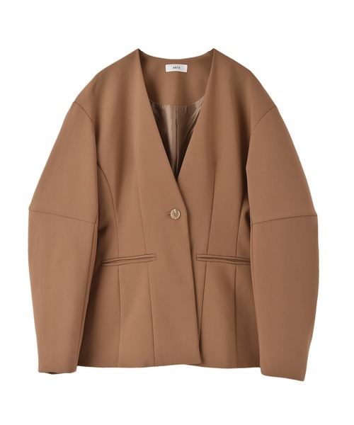 AKTE(アクテ)の「コクーンスリーブノーカラージャケット(ノーカラージャケット・レディース・キャメル/ブラック・2/1)」の21枚目の写真