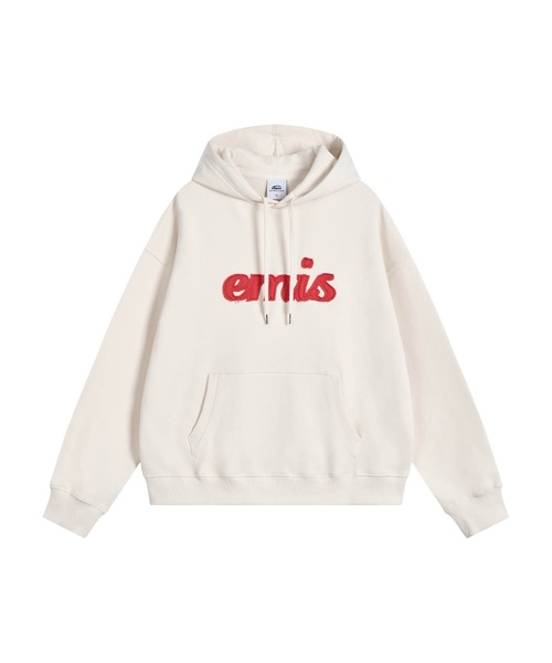 EMIS（イミス）の「COLOR-BLOCK APPLIQUE HOODIE（スウェット・レディース・アイボリー/グレー/チャコール・LARGE/MEDIUM/SMALL）」の2枚目の写真