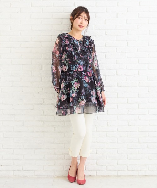 Rose Tiara（ローズティアラ）の「【定番人気】【伸縮性◎】裾サイドリボンレギンスパンツ（その他パンツ・レディース・ネイビー/オフホワイト/ブラック・46/42/38）」の19枚目の写真