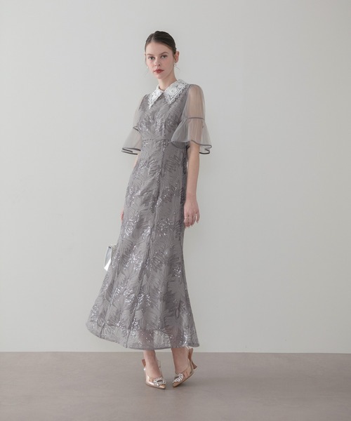 Leja(レジャ)の「【LEJA】フラワーレースカラースパンコールマーメイドワンピースドレス美脚効果結婚式 パーティードレス 成人式 二次会 同窓会 お呼ばれ オケージョン 20代 30代(ドレス・レディース・ブラック/グレー・MEDIUM/SMALL)」の4枚目の写真