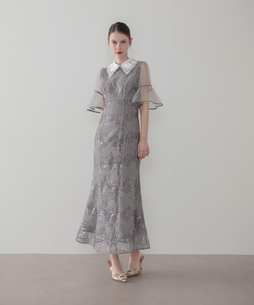 Leja(レジャ)の「【LEJA】フラワーレースカラースパンコールマーメイドワンピースドレス美脚効果結婚式 パーティードレス 成人式 二次会 同窓会 お呼ばれ オケージョン 20代 30代(ドレス・レディース・ブラック/グレー・MEDIUM/SMALL)」の6枚目の写真