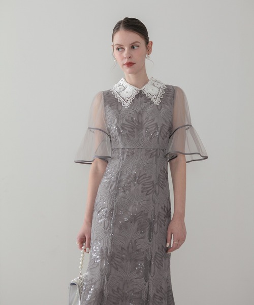 Leja(レジャ)の「【LEJA】フラワーレースカラースパンコールマーメイドワンピースドレス美脚効果結婚式 パーティードレス 成人式 二次会 同窓会 お呼ばれ オケージョン 20代 30代(ドレス・レディース・ブラック/グレー・MEDIUM/SMALL)」の5枚目の写真