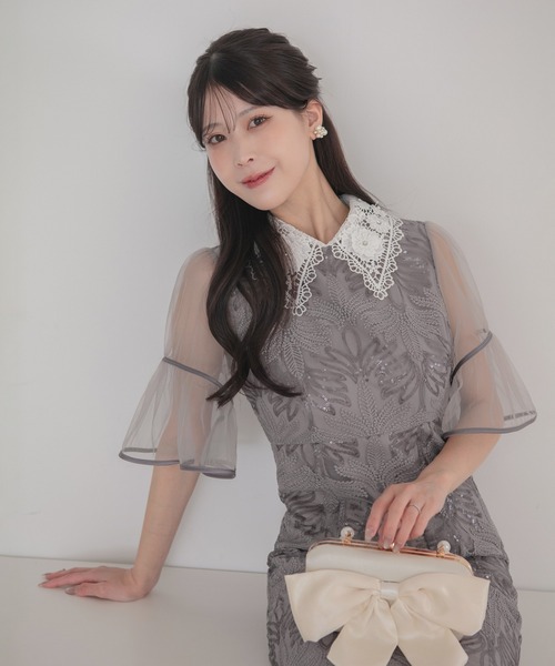 Leja(レジャ)の「【LEJA】フラワーレースカラースパンコールマーメイドワンピースドレス美脚効果結婚式 パーティードレス 成人式 二次会 同窓会 お呼ばれ オケージョン 20代 30代(ドレス・レディース・ブラック/グレー・MEDIUM/SMALL)」の16枚目の写真