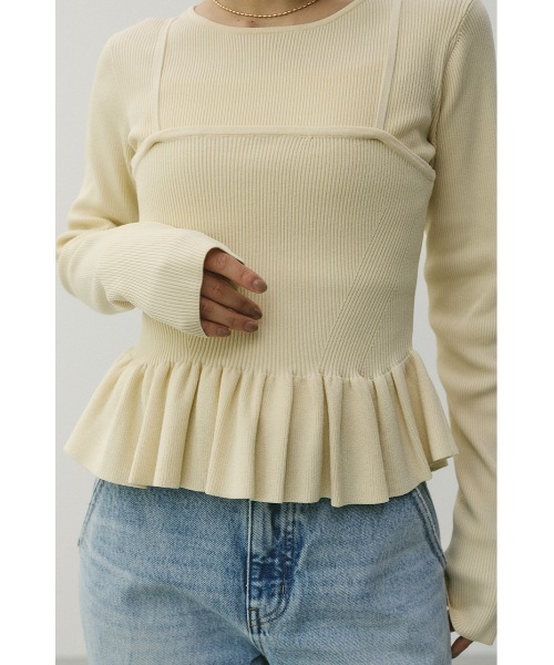 STYLEMIXER（スタイルミキサー）の「2ピースペプラムドライニット（ニット/セーター・レディース・アイボリー/ブラック・FREE）」の21枚目の写真