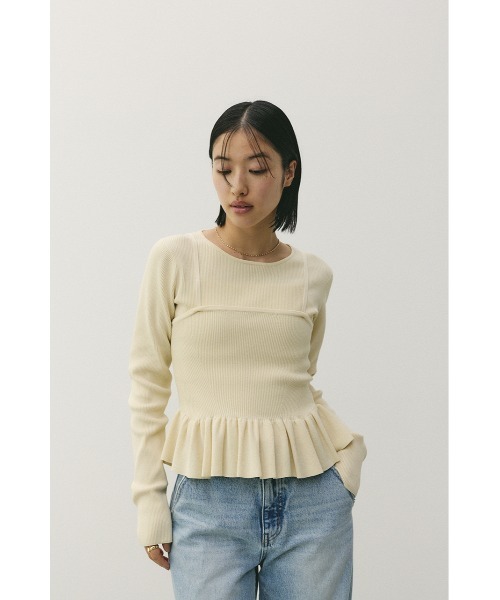 STYLEMIXER（スタイルミキサー）の「2ピースペプラムドライニット（ニット/セーター・レディース・アイボリー/ブラック・FREE）」の16枚目の写真