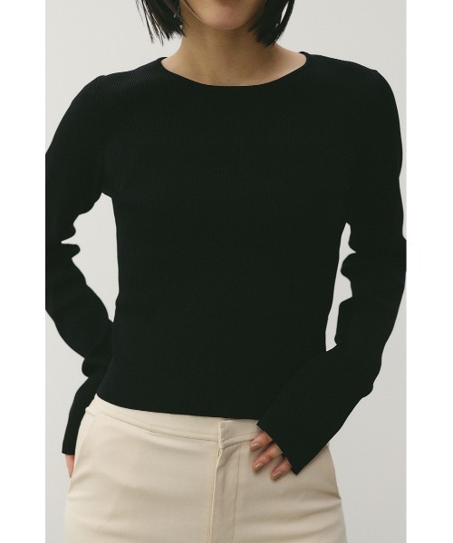 STYLEMIXER（スタイルミキサー）の「2ピースペプラムドライニット（ニット/セーター・レディース・アイボリー/ブラック・FREE）」の3枚目の写真