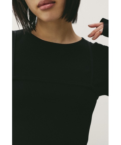 STYLEMIXER（スタイルミキサー）の「2ピースペプラムドライニット（ニット/セーター・レディース・アイボリー/ブラック・FREE）」の5枚目の写真