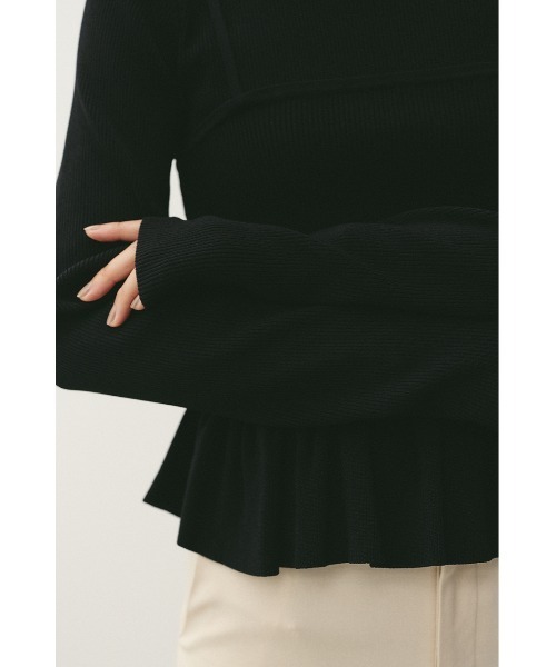 STYLEMIXER（スタイルミキサー）の「2ピースペプラムドライニット（ニット/セーター・レディース・アイボリー/ブラック・FREE）」の6枚目の写真