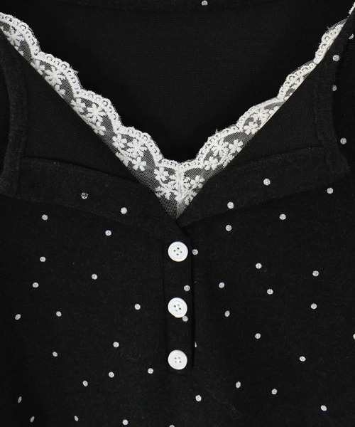 Reurie'(レウリィ)の「ドットパターンレイヤードトップ 春服 春 夏 トップス カジュアル(シャツ/ブラウス・レディース・ブラック/アイボリー・FREE)」の9枚目の写真
