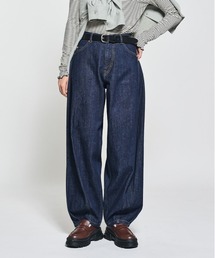 Right-on | 【HONEYSUCKLE ROSE】デニム コクーンパンツ (サイドカーブ / モードシルエット / ヴィンテージ風)(デニムパンツ)