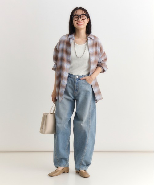 Right-on(ライトオン)の「【HONEYSUCKLE ROSE】デニム コクーンパンツ (サイドカーブ / モードシルエット / ヴィンテージ風)(デニムパンツ・レディース・ノンウォッシュ/ダークインディゴブルー・S/M/XL/L)」の12枚目の写真