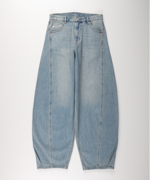 Right-on(ライトオン)の「【HONEYSUCKLE ROSE】デニム コクーンパンツ (サイドカーブ / モードシルエット / ヴィンテージ風)(デニムパンツ・レディース・ノンウォッシュ/ダークインディゴブルー・S/M/XL/L)」の19枚目の写真