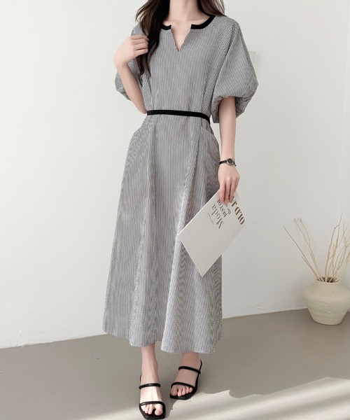 ABITOKYO(アビトーキョー)の「配色キーネックストラップ柄ワンピース(ワンピース・レディース・ブラック/ベージュ・M/L)」の10枚目の写真