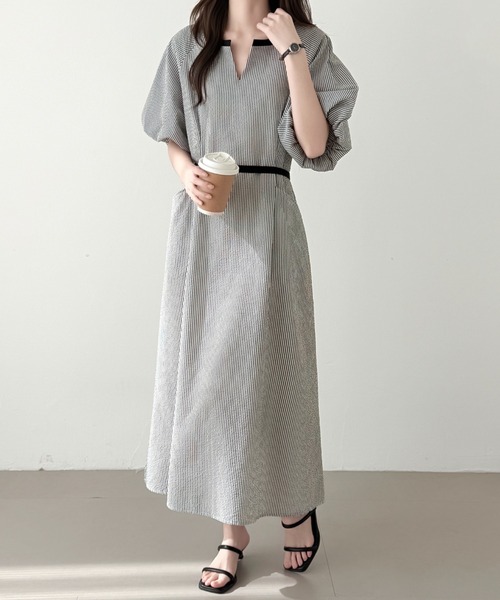 ABITOKYO(アビトーキョー)の「配色キーネックストラップ柄ワンピース(ワンピース・レディース・ブラック/ベージュ・M/L)」の13枚目の写真
