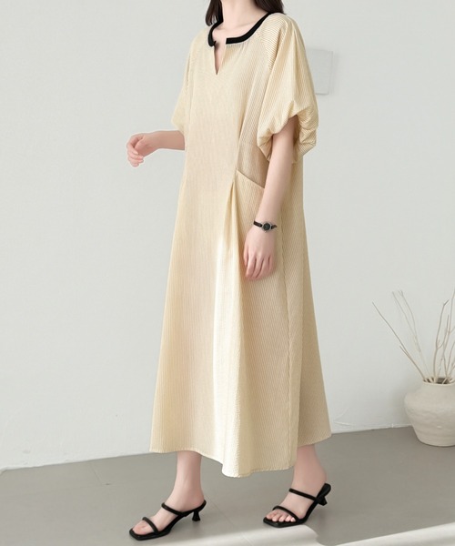 ABITOKYO(アビトーキョー)の「配色キーネックストラップ柄ワンピース(ワンピース・レディース・ブラック/ベージュ・M/L)」の16枚目の写真