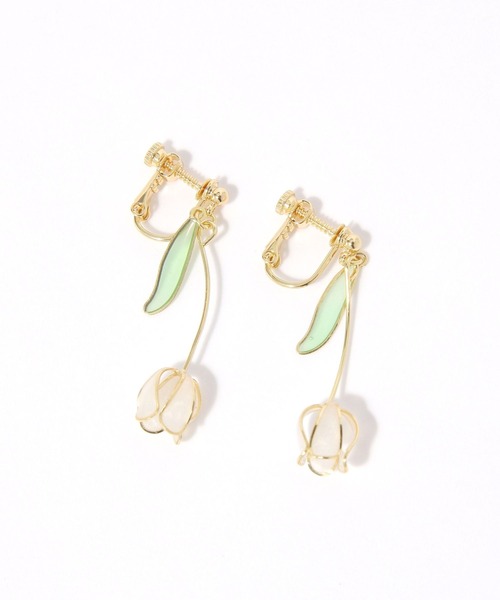 GLOBAL WORK（グローバルワーク）の「チューリップイヤリング/646394（イヤリング・レディース・ライトイエロー/パープル系その他2/ホワイト/ピンク・FREE）」の2枚目の写真