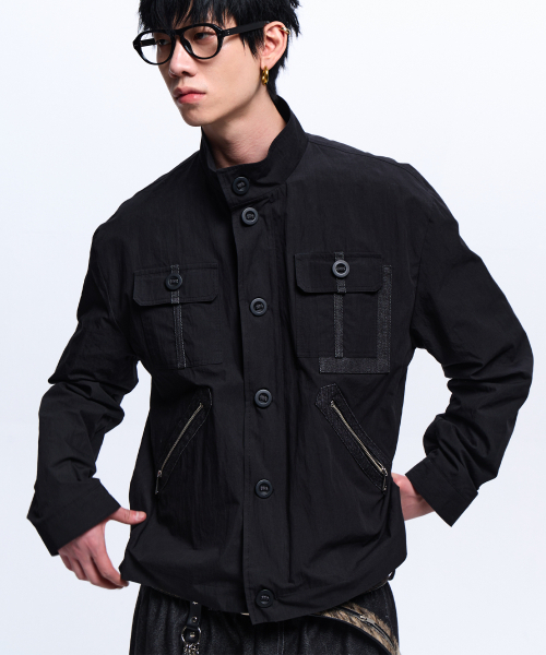 RSSC(アールエスエスシー)の「DENIM MIXED COTTON FIELD JACKET - BLACK(ミリタリージャケット・レディース・その他・1/2)」の1枚目の写真
