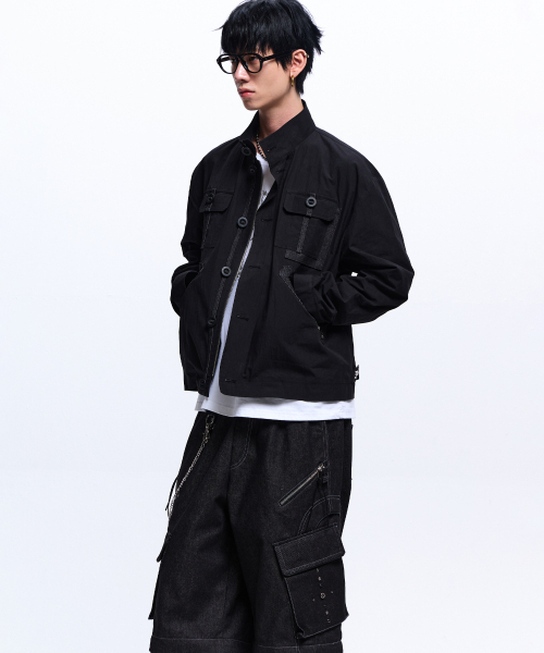 RSSC(アールエスエスシー)の「DENIM MIXED COTTON FIELD JACKET - BLACK(ミリタリージャケット・レディース・その他・1/2)」の2枚目の写真