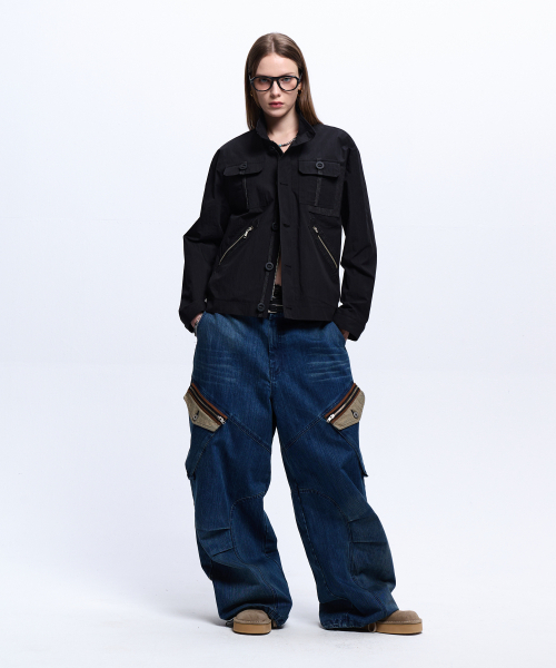 RSSC(アールエスエスシー)の「DENIM MIXED COTTON FIELD JACKET - BLACK(ミリタリージャケット・レディース・その他・1/2)」の6枚目の写真