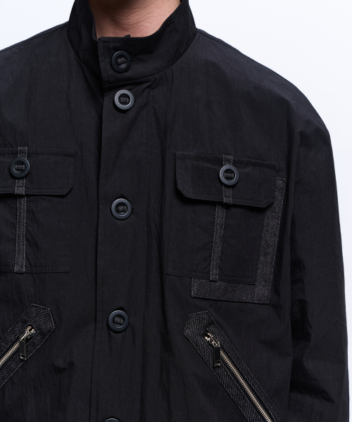 RSSC(アールエスエスシー)の「DENIM MIXED COTTON FIELD JACKET - BLACK(ミリタリージャケット・レディース・その他・1/2)」の7枚目の写真