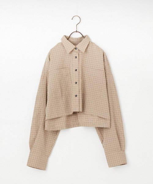 anuke（アンヌーク）の「[anuke/アンヌーク] ショート丈 チェックシャツ（シャツ/ブラウス・レディース・ベージュ/ブルー・F）」の14枚目の写真