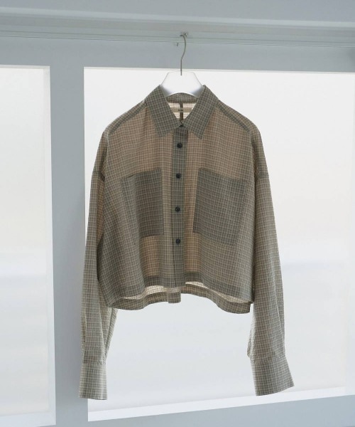 anuke（アンヌーク）の「[anuke/アンヌーク] ショート丈 チェックシャツ（シャツ/ブラウス・レディース・ベージュ/ブルー・F）」の5枚目の写真