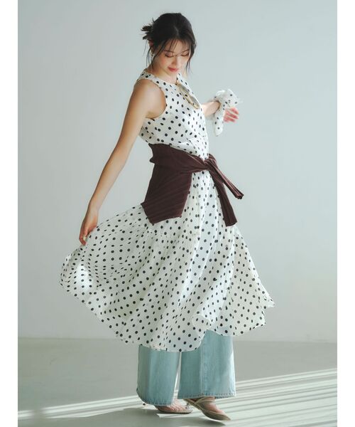 LAGUNAMOON（ラグナムーン）の「3WAYシアードットプリントギャザーフレアワンピース 【夏服】（ワンピース・レディース・ブラウン/ホワイト・MEDIUM/SMALL）」の6枚目の写真