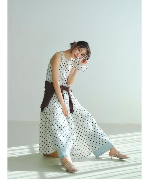 LAGUNAMOON（ラグナムーン）の「3WAYシアードットプリントギャザーフレアワンピース 【夏服】（ワンピース・レディース・ブラウン/ホワイト・MEDIUM/SMALL）」の8枚目の写真