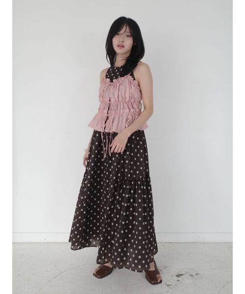 LAGUNAMOON(ラグナムーン)の「3WAYシアードットプリントギャザーフレアワンピース 【夏服】(ワンピース・レディース・ブラウン/ホワイト・MEDIUM/SMALL)」の6枚目の写真