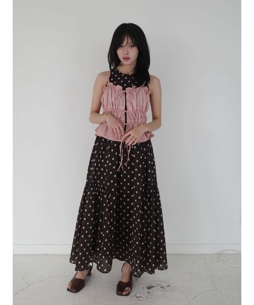 LAGUNAMOON(ラグナムーン)の「3WAYシアードットプリントギャザーフレアワンピース 【夏服】(ワンピース・レディース・ブラウン/ホワイト・MEDIUM/SMALL)」の7枚目の写真