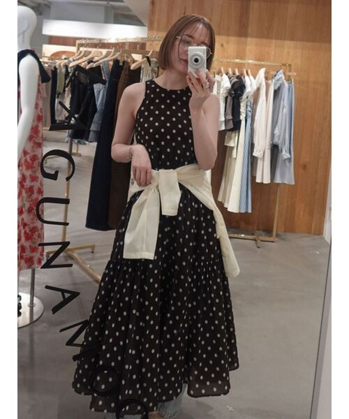 LAGUNAMOON(ラグナムーン)の「3WAYシアードットプリントギャザーフレアワンピース 【夏服】(ワンピース・レディース・ブラウン/ホワイト・MEDIUM/SMALL)」の10枚目の写真