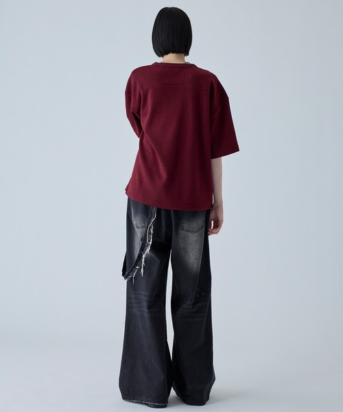 VELNUS（ベルナス）の「【VELNUS】Shoulder Zip Melange Ribbed Knit Short Sleeve T-Shirt/ショルダーZIPメランジリブニット半袖Tシャツ（Tシャツ/カットソー・メンズ・バーガンディー/チャコールグレー・L/M/S）」の13枚目の写真
