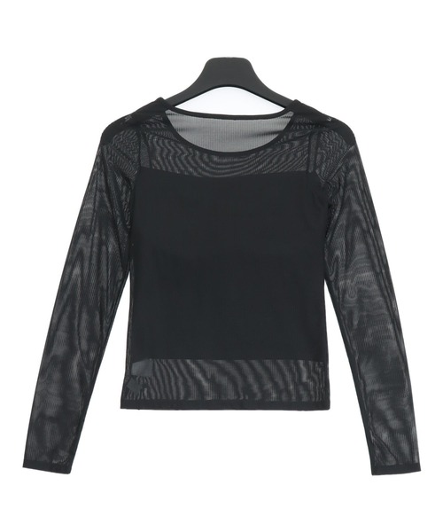 ANAP（アナップ）の「パッド付き インナードッキング シアーレース ロンT（Tシャツ/カットソー・レディース・ブラック/オフホワイト・F）」の12枚目の写真