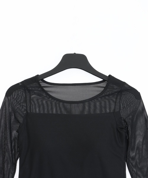 ANAP（アナップ）の「パッド付き インナードッキング シアーレース ロンT（Tシャツ/カットソー・レディース・ブラック/オフホワイト・F）」の14枚目の写真