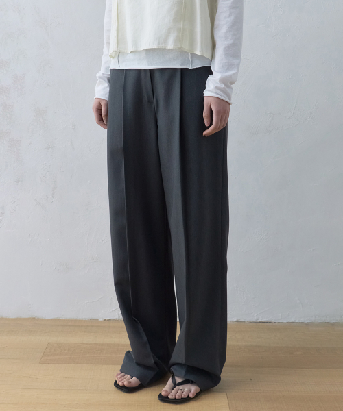 LETOILE(レトワール)の「ワンタックワイドスラックス_チャコール(スラックス・レディース・チャコール・SMALL/MEDIUM)」の1枚目の写真