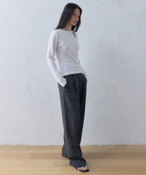 LETOILE(レトワール)の「ワンタックワイドスラックス_チャコール(スラックス・レディース・チャコール・SMALL/MEDIUM)」の2枚目の写真
