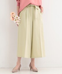 【洗濯機可/S-LL】ハイウエストで美脚見え リボンクロップドワイドパンツ