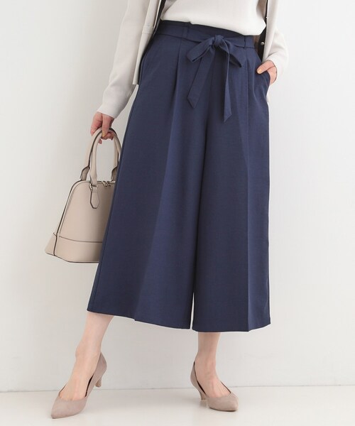 SHOO・LA・RUE（シューラルー）の「【洗濯機可/S-LL】ハイウエストで美脚見え リボンワイドパンツ（その他パンツ・レディース・ベージュ/ネイビー/キャメル・01/04/03/02）」の3枚目の写真