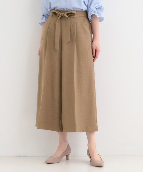 SHOO・LA・RUE（シューラルー）の「【洗濯機可/S-LL】ハイウエストで美脚見え リボンワイドパンツ（その他パンツ・レディース・ベージュ/ネイビー/キャメル・01/04/03/02）」の4枚目の写真