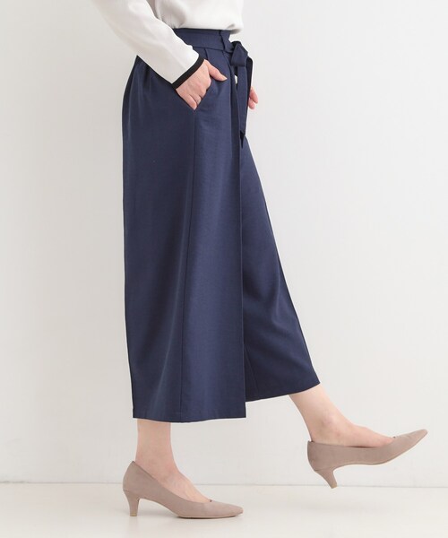 SHOO・LA・RUE（シューラルー）の「【洗濯機可/S-LL】ハイウエストで美脚見え リボンワイドパンツ（その他パンツ・レディース・ベージュ/ネイビー/キャメル・01/04/03/02）」の13枚目の写真