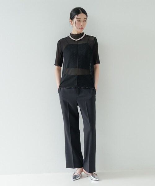 GALLEST（ギャレスト）の「シアーラメカットソー（Tシャツ/カットソー・レディース・ホワイト系7/ブラック系4・38）」の4枚目の写真