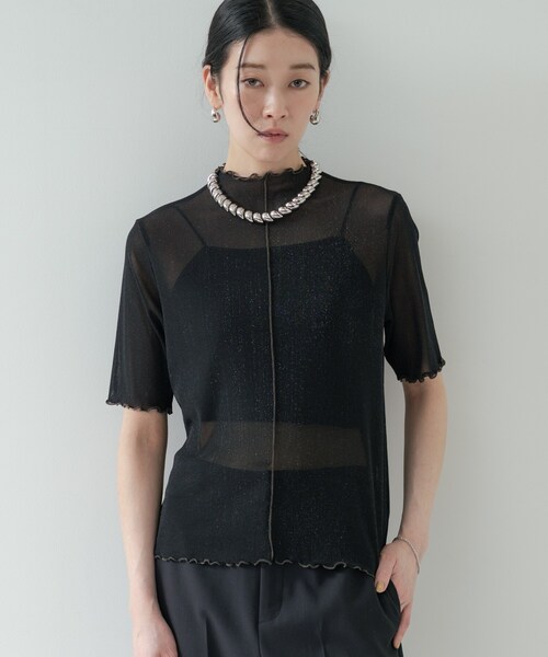 GALLEST（ギャレスト）の「シアーラメカットソー（Tシャツ/カットソー・レディース・ホワイト系7/ブラック系4・38）」の5枚目の写真
