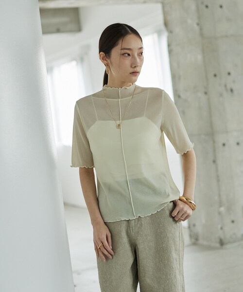 GALLEST（ギャレスト）の「シアーラメカットソー（Tシャツ/カットソー・レディース・ホワイト系7/ブラック系4・38）」の12枚目の写真