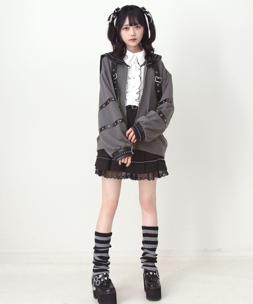 DearMyLove(ディアマイラブ)の「レザースタッズセーラー襟ベルトブルゾン(ブルゾン・レディース・グレー/ブラック・FREE)」の11枚目の写真