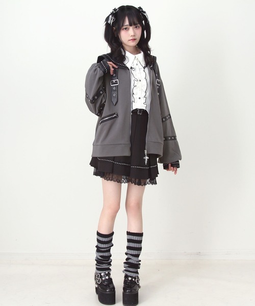 DearMyLove(ディアマイラブ)の「レザースタッズセーラー襟ベルトブルゾン(ブルゾン・レディース・グレー/ブラック・FREE)」の14枚目の写真