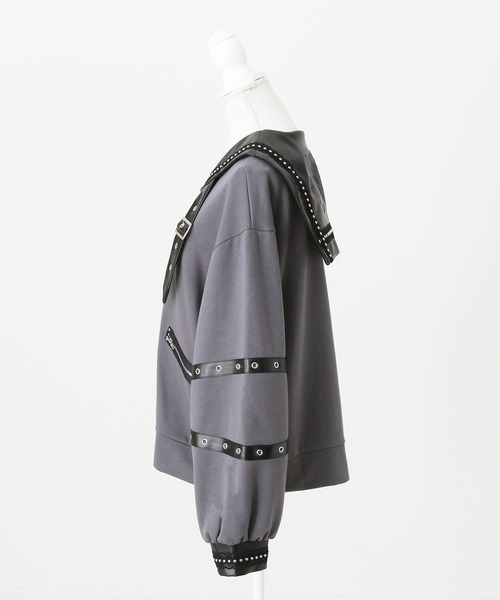 DearMyLove(ディアマイラブ)の「レザースタッズセーラー襟ベルトブルゾン(ブルゾン・レディース・グレー/ブラック・FREE)」の19枚目の写真