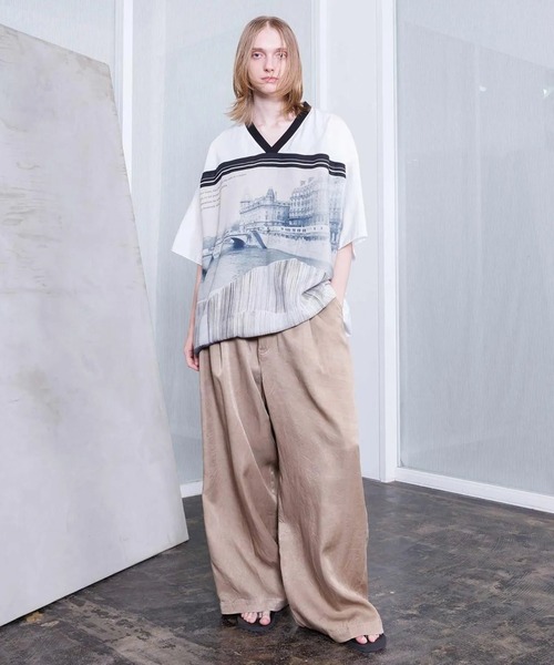 VOAAOV(ヴォアーブ)の「【VOAAOV】PIGMENT CUPRO Tuck Wide Pants(デニムパンツ・メンズ・チャコールグレー/ネイビー/キャメル・0/1/2)」の15枚目の写真