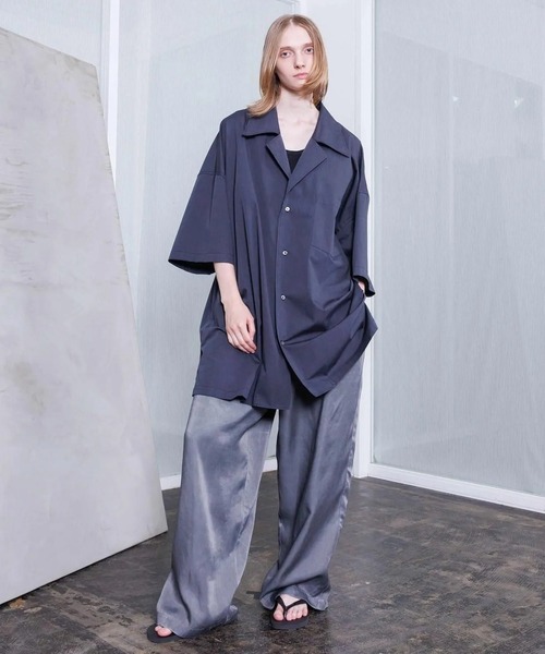 VOAAOV(ヴォアーブ)の「【VOAAOV】PIGMENT CUPRO Tuck Wide Pants(デニムパンツ・メンズ・チャコールグレー/ネイビー/キャメル・0/1/2)」の7枚目の写真